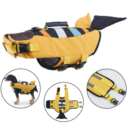 Dog Life Jacket Suitable for Swimming Boating Floating High-buoyancy Pet Swimming Vest with Reflective Safety Strips