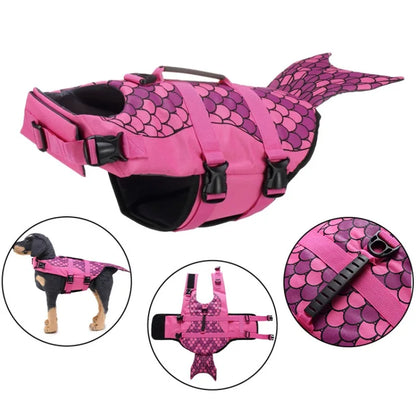 Dog Life Jacket Suitable for Swimming Boating Floating High-buoyancy Pet Swimming Vest with Reflective Safety Strips