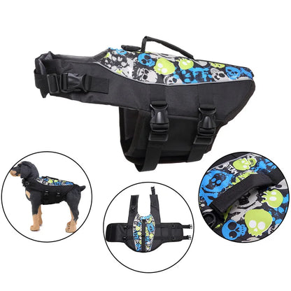 Dog Life Jacket Suitable for Swimming Boating Floating High-buoyancy Pet Swimming Vest with Reflective Safety Strips