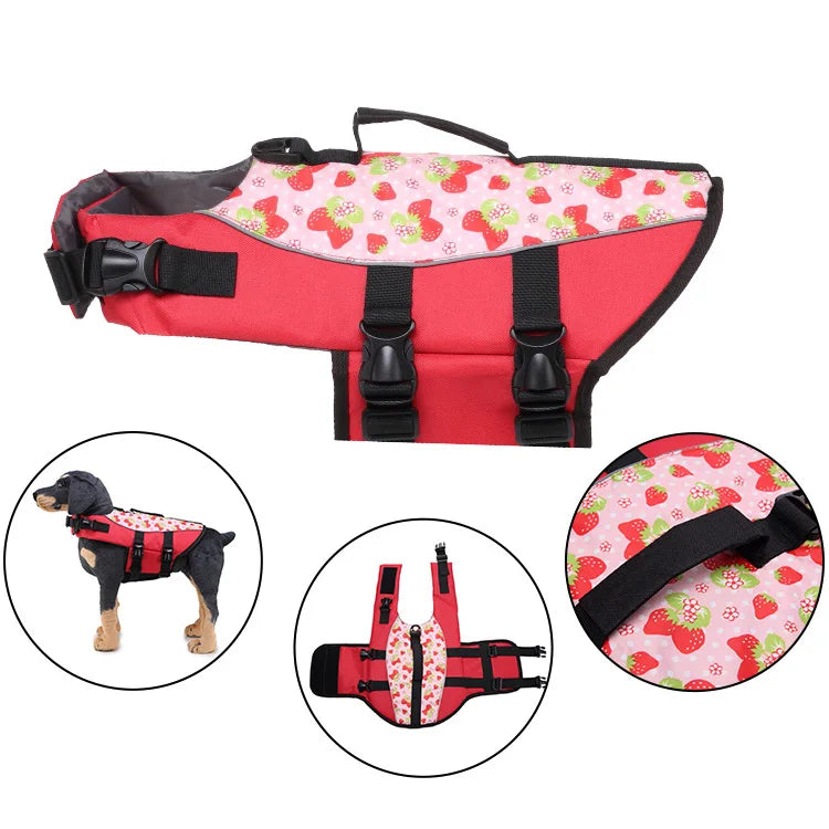 Dog Life Jacket Suitable for Swimming Boating Floating High-buoyancy Pet Swimming Vest with Reflective Safety Strips