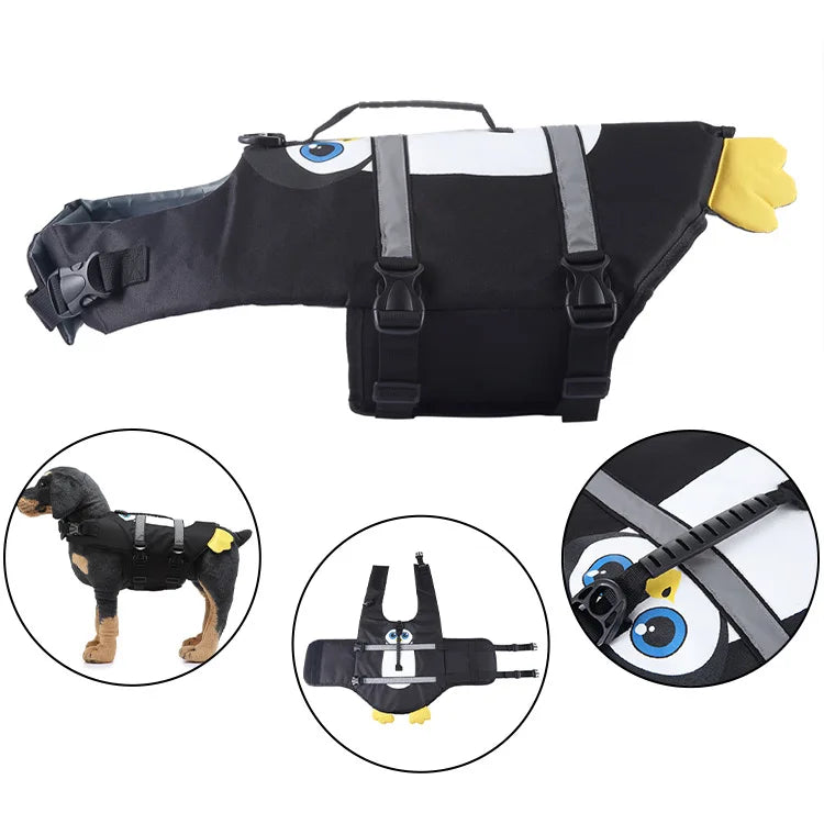 Dog Life Jacket Suitable for Swimming Boating Floating High-buoyancy Pet Swimming Vest with Reflective Safety Strips