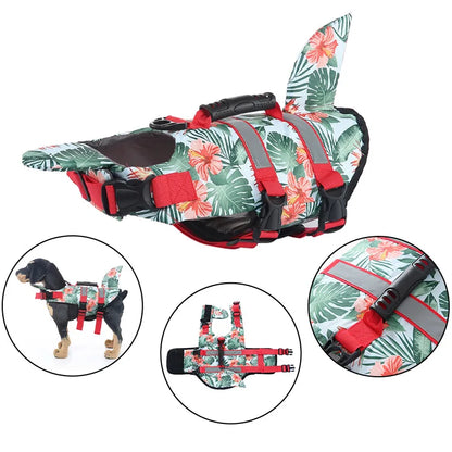 Dog Life Jacket Suitable for Swimming Boating Floating High-buoyancy Pet Swimming Vest with Reflective Safety Strips