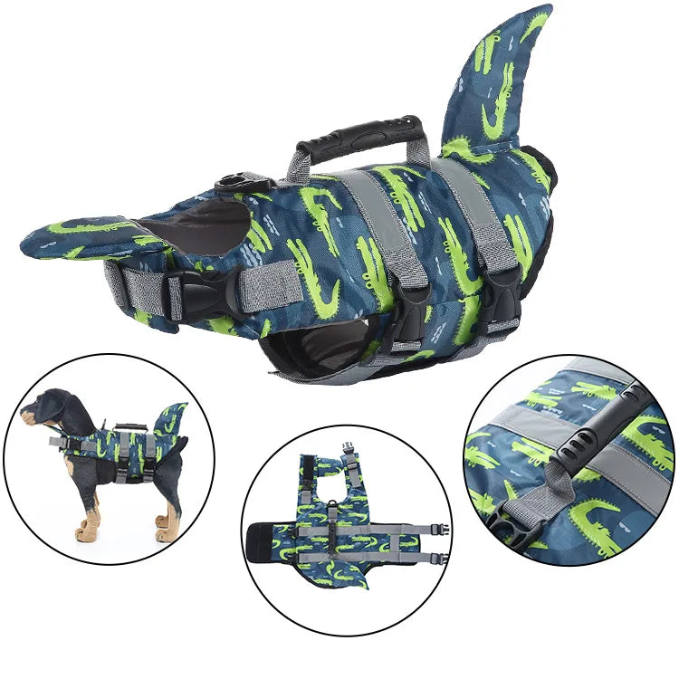 Dog Life Jacket Suitable for Swimming Boating Floating High-buoyancy Pet Swimming Vest with Reflective Safety Strips