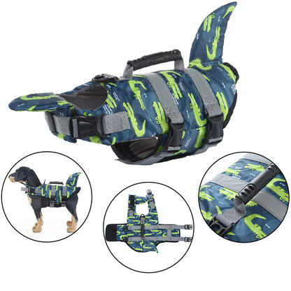 Dog Life Jacket Suitable for Swimming Boating Floating High-buoyancy Pet Swimming Vest with Reflective Safety Strips
