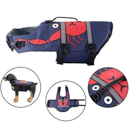Dog Life Jacket Suitable for Swimming Boating Floating High-buoyancy Pet Swimming Vest with Reflective Safety Strips