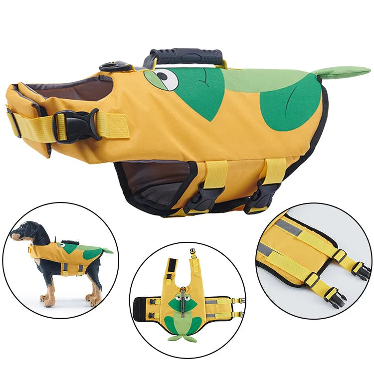 Dog Life Jacket Suitable for Swimming Boating Floating High-buoyancy Pet Swimming Vest with Reflective Safety Strips