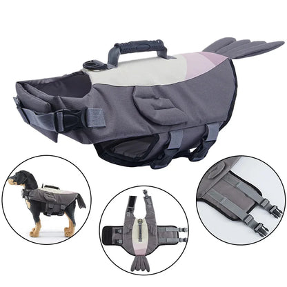 Dog Life Jacket Suitable for Swimming Boating Floating High-buoyancy Pet Swimming Vest with Reflective Safety Strips