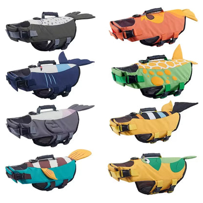 Dog Life Jacket Suitable for Swimming Boating Floating High-buoyancy Pet Swimming Vest with Reflective Safety Strips